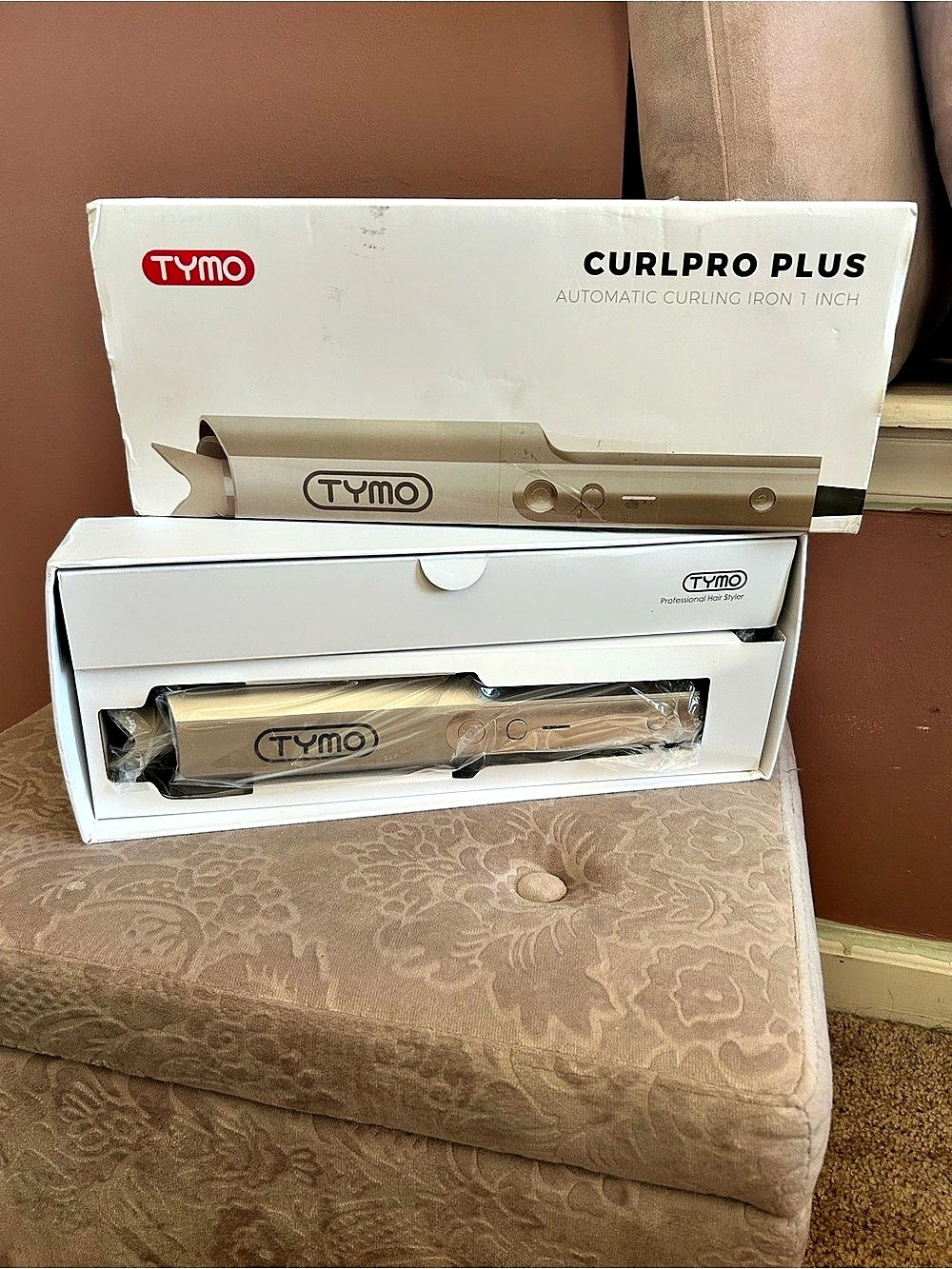 TYMO CurlPro Plus Automatic Curling Iron 1 Inch White & Gold